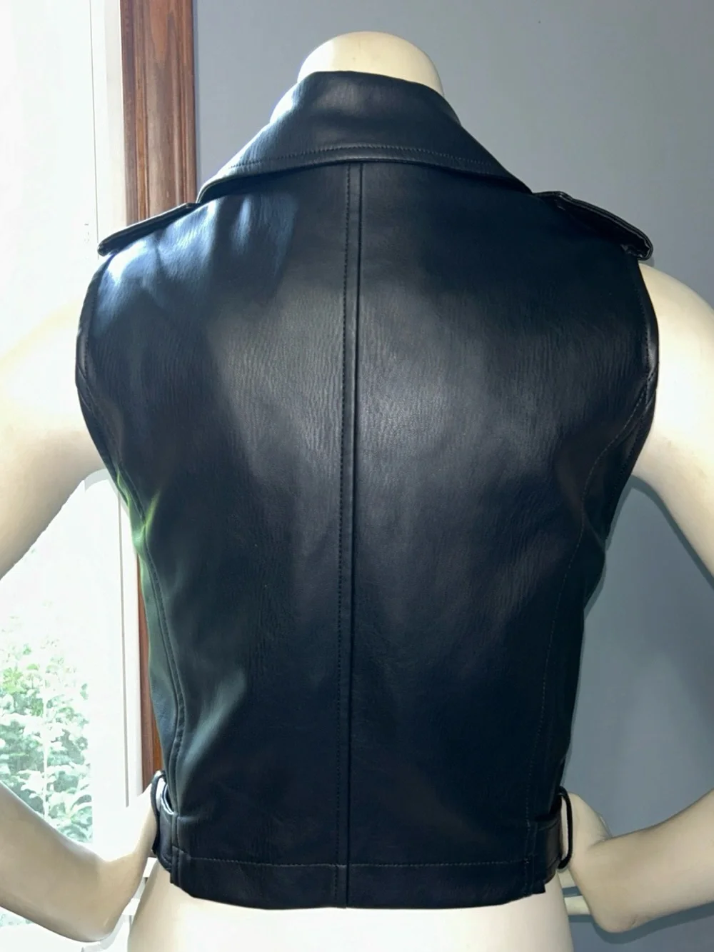 Anthropologie Women’s XXS Faux Leather Cropped Sleveless Moto Jacket Festival